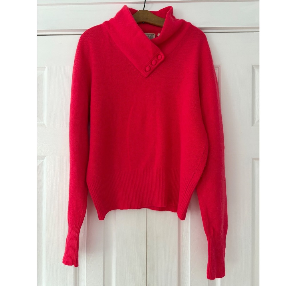 Christie & Jill Vintage Red Lambswool Angora Blend Shawl Collar Sweater Large